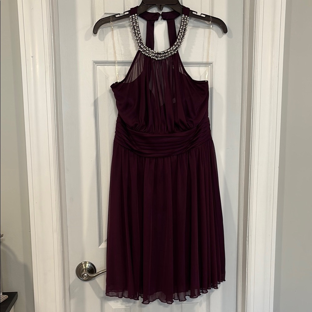 Elegant Purple plum Halter Dress
